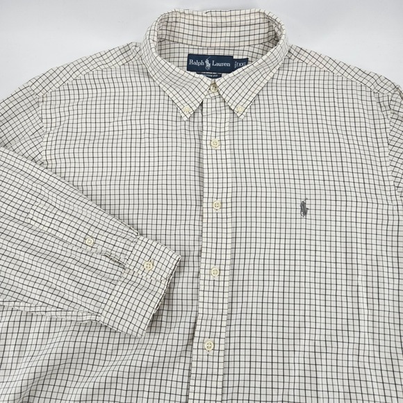 Ralph Lauren Other - Ralph Lauren Mens XXL Custom Fit Check Button Down Shirt Tan Navy Long Sleeve